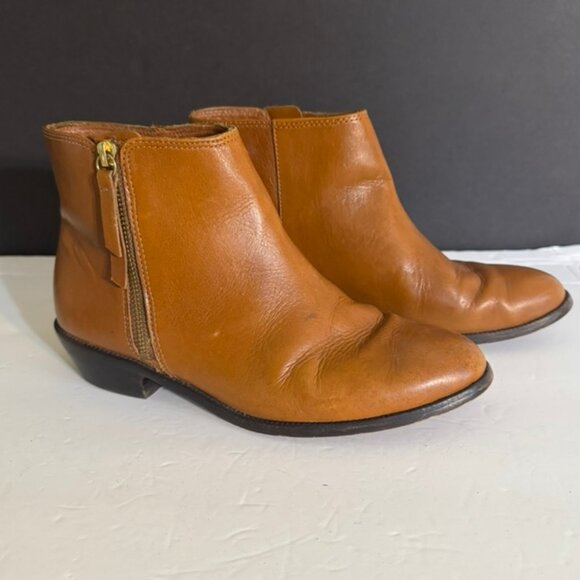 J. Crew Women's Frankie Camel Leather Ankle Boots #E0537- Side Zipper-Size 7.5 - Picture 1 of 8